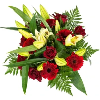 Itali bunga- Sejambak Lili Dengan Gerbera & Mawar