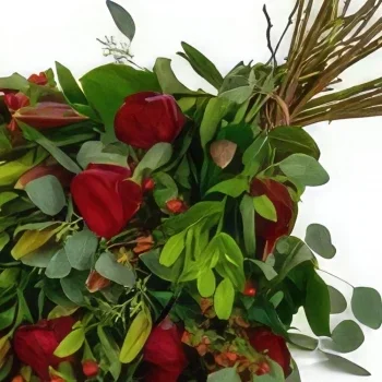 Амстердам цветя- Трапелен букет - Червен Букет/договореност цвете
