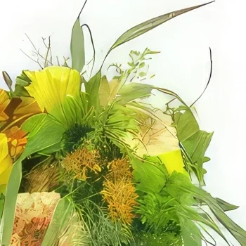 fiorista fiori di bordò- Bouquet rotondo rustico di Genova giallo e ar Bouquet floreale