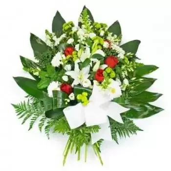 マルセイユ オンライン花屋 - 赤と白の花の花輪 花束