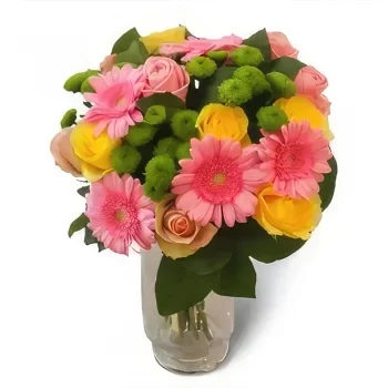 Гданск цветя- Жълти и розови рози Букет/договореност цвете