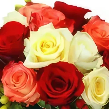 Krakkó-virágok- Piros fehér Virágkötészeti csokor