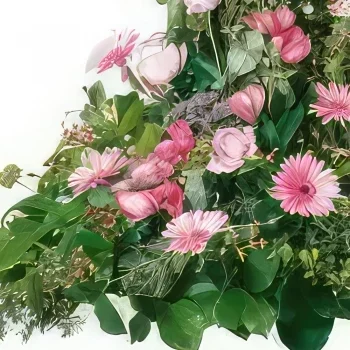 Marseille Blumen Florist- Rosa Stiefmütterchen Trauerkomposition Bouquet/Blumenschmuck