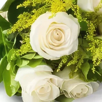 サンパウロ 花- 8本の白いバラのブーケ 花束/フラワーアレンジメント