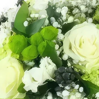 بائع زهور نانت- باقة جرونوبل الخضراء والبيضاء المستديرة باقة الزهور