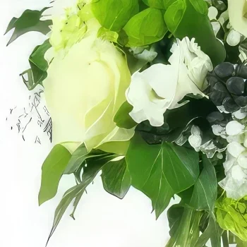 Pau blomster- Grenoble grøn & hvid rund buket Blomst buket/Arrangement