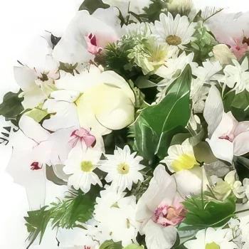 Lyon-virágok- Virágos szív a gyászfelhőért Virágkötészeti csokor