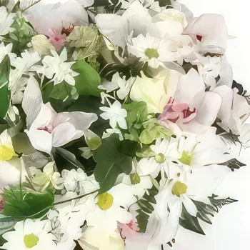 fleuriste fleurs de Paris- Coeur en fleurs pour un deuil Nuage Bouquet/Arrangement floral