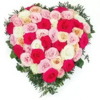 fleuriste fleurs de Lille- Cœur de deuil dans les camaïeux de rose Agora Bouquet/Arrangement floral