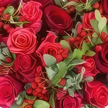 flores Marsella floristeria -  Corazón de rosas Tirana rojas y fucsias Ramo de flores/arreglo floral