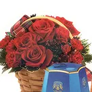 Osidda flowers  -  Basket of Red Roses with Pandoro Flower Bouquet/Arrangement