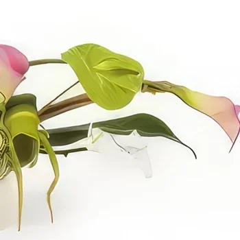 fiorista fiori di bordò- Composizione orizzontale Fan Bouquet floreale