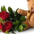 flores de Uberlândia- Buquê de 6 Rosas Vermelhas e Ursinho de Pelúc Bouquet/arranjo de flor