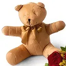 Chile flowers  -  Arrangement of 3 Red Roses and Teddybear Flower Bouquet/Arrangement