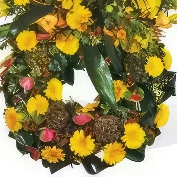 Λιλ λουλούδια- Ανοιχτό κίτρινο πένθιμο στεφάνι Μπουκέτο/ρύθμιση λουλουδιών