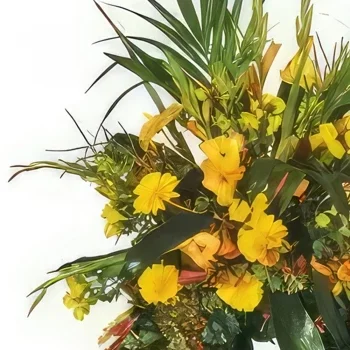 بائع زهور نانت- إكليل حداد أصفر فاتح باقة الزهور