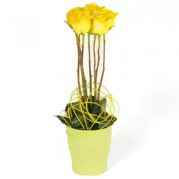 ナント 花- ユリの黄色いバラの組成 花束/フラワーアレンジメント