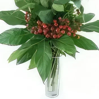 Στρασβούργο λουλούδια- Μακρύ μπουκέτο με κόκκινα τριαντάφυλλα της Σα Μπουκέτο/ρύθμιση λουλουδιών