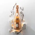 Riga-virágok- Louis Roederer Cristal Rosé pezsgős ajándékdo Virágkötészeti csokor