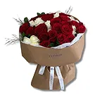 Garhoud flowers  -  Luxurious  White and Red Roses Flower Bouquet/Arrangement