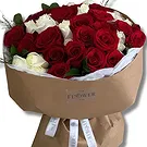 Garhoud flowers  -  Luxurious  White and Red Roses Flower Bouquet/Arrangement