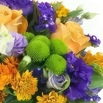 بائع زهور نانت- باقة مرسيليا مستديرة برتقالية وبنفسجية باقة الزهور