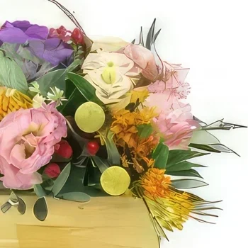 Λιλ λουλούδια- Μαϊάμι πολύχρωμη τετράγωνη λουλουδάτη σύνθεση Μπουκέτο/ρύθμιση λουλουδιών
