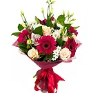 Italy flowers  -  Bouquet with light roses, Gerberas, Lisianthu Flower Bouquet/Arrangement