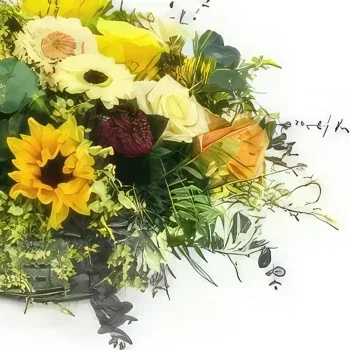Бордо цветя- Траурна кошница с цветя на Дионис Букет/договореност цвете