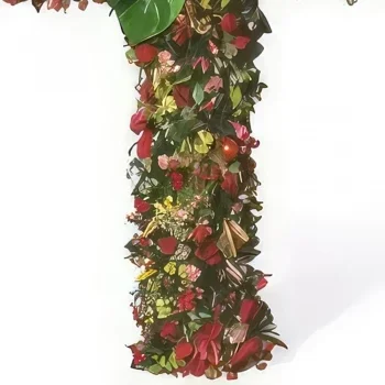 Στρασβούργο λουλούδια- Πένθιμος σταυρός από κόκκινα λουλούδια The He Μπουκέτο/ρύθμιση λουλουδιών