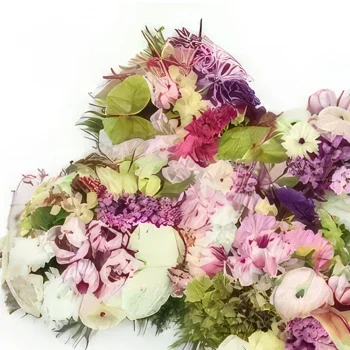 fleuriste fleurs de Paris- Croix de deuil de fleurs blanches & roses Cép Bouquet/Arrangement floral