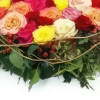 Λιλ λουλούδια- Πένθιμο μαξιλάρι με πολύχρωμα λουλούδια Arist Μπουκέτο/ρύθμιση λουλουδιών