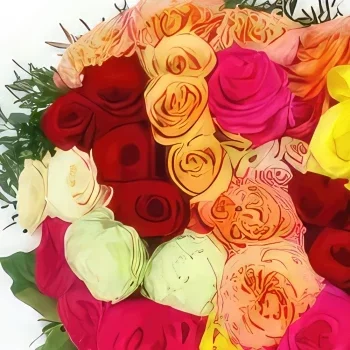 Pau-virágok- Gyászoló szív színes virágok Hérodotosz Virágkötészeti csokor