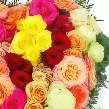 Lyon-virágok- Gyászoló szív színes virágok Hérodotosz Virágkötészeti csokor