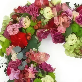 flores de Marselha- Coração de luto de flores de Laodicéia rosa e Bouquet/arranjo de flor