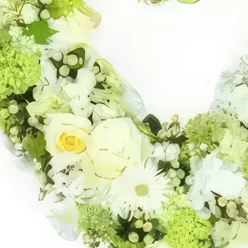 flores Montpellier floristeria -  Corazón de luto de Théano flores blancas Ramo de flores/arreglo floral