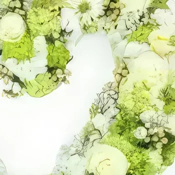 fleuriste fleurs de Paris- Coeur deuil de fleurs blanches Théano Bouquet/Arrangement floral
