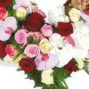 Pau-virágok- Gyászoló szív Szomorúság Virágkötészeti csokor
