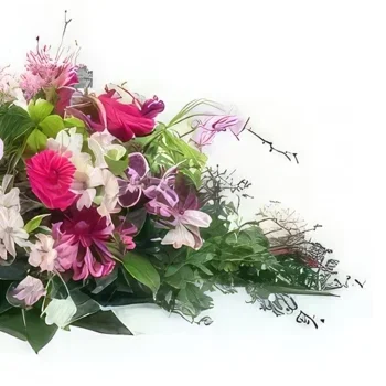 Λιλ λουλούδια- Πένθιμη ρακέτα σε αποχρώσεις τριαντάφυλλων De Μπουκέτο/ρύθμιση λουλουδιών