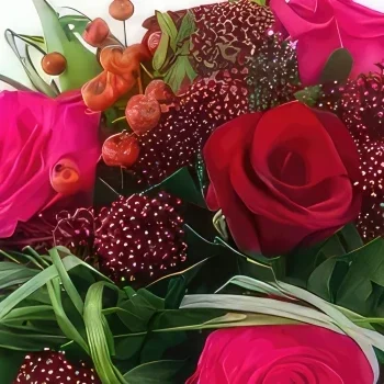 Lille blomster- Nürnberg rød og fuchsia rund bukett Blomsterarrangementer bukett