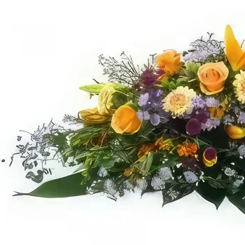 flores de Marselha- Raquete de luto laranja e roxo-púrpura Júpite Bouquet/arranjo de flor