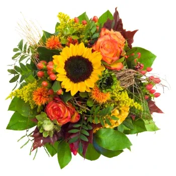بائع زهور ميلان- باقة من عباد الشمس والورود
