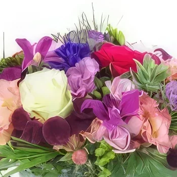 fleuriste fleurs de Toulouse- Composition de fleurs mauve Orlando Bouquet/Arrangement floral