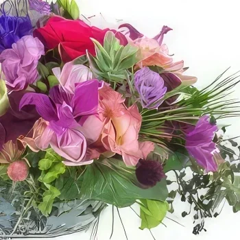 fleuriste fleurs de Paris- Composition de fleurs mauve Orlando Bouquet/Arrangement floral