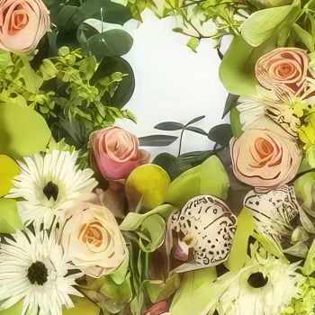 fleuriste fleurs de Paris- Carré de fleurs piquées Pan Bouquet/Arrangement floral