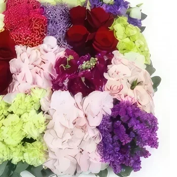 Бордо цветя- Квадратна възглавница с цвете Партенон Букет/договореност цвете