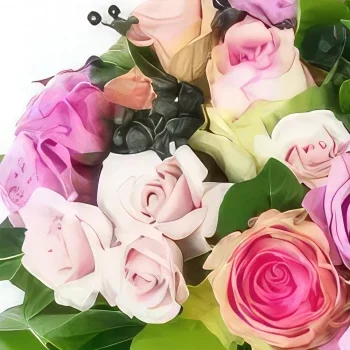 Montpellier bloemen bloemist- Pastel boeket van gevarieerde rozen Nice Boeket/bloemstuk