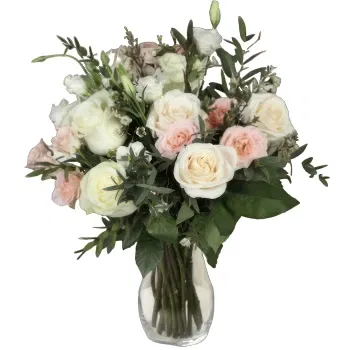 fiorista fiori di Norvegia- Bouquet pastello con lisianthus, rose ed euca Fiore Consegna