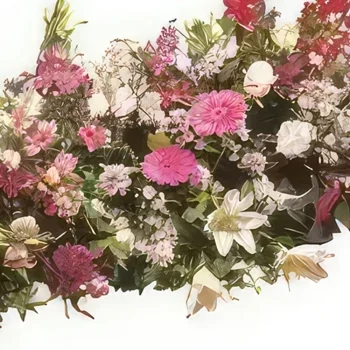 Lyon bunga- Raket berkabung fuchsia yang damai Rangkaian bunga karangan bunga