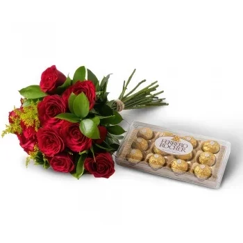 Braсilia cveжe- Buket od 12 crvenih ruža i �?okolade Cvet buket/aranžman